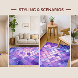 Ultra Soft Area Rug, Non Slip, Stain Resistant, Washable Area Rugs for Living Room, Bedroom, Rustic Oceanic Wave Texture(Purple)
