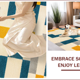 Ultra Soft Area Rug, Non Slip, Stain Resistant, Washable Area Rugs for Living Room, Bedroom, Stylish Space Design Non-Slip Classroom Area Mat(Beige)