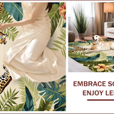 Ultra Soft Area Rug, Non Slip, Stain Resistant, Washable Area Rugs for Living Room, Bedroom, Tropical Flora Artistic Arrangement(Beige)