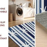 Ultra Soft Area Rug, Non Slip, Stain Resistant, Washable Area Rugs for Living Room, Bedroom, Classic Blue Stripe Nautical Essence(Blue)