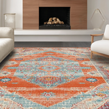 Ultra Soft Area Rug, Non Slip, Stain Resistant, Washable Area Rugs for Living Room, Bedroom, Bold Striped Design with Cozy Vibes(Orange)