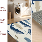Ultra Soft Area Rug, Non Slip, Stain Resistant, Washable Area Rugs for Living Room, Bedroom, Serene Nautical Palette Composition(Blue)