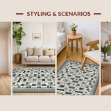 Ultra Soft Area Rug, Non Slip, Stain Resistant, Washable Area Rugs for Living Room, Bedroom, Artistic Abstract Lattice Arrangement(Gray)