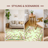 Ultra Soft Area Rug, Non Slip, Stain Resistant, Washable Area Rugs for Living Room, Bedroom, Serene Botanical Harmony Composition(Beige)
