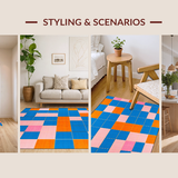 Eclectic Rainbow Patterned Textile(Blue)