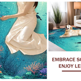 Ultra Soft Area Rug, Non Slip, Stain Resistant, Washable Area Rugs for Living Room, Bedroom, Aquatic Wonderland Rug With Coral Garden Turtle Sanctuary Pattern(Blue)
