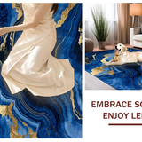 Ultra Soft Area Rug, Non Slip, Stain Resistant, Washable Area Rugs for Living Room, Bedroom, Elegant Blue Marble Aesthetic(Blue)