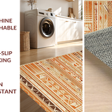 Ultra Soft Area Rug, Non Slip, Stain Resistant, Washable Area Rugs for Living Room, Bedroom, Rustic Warm Toned Braided Runner(Orange)