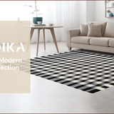 Ultra Soft Area Rug, Non Slip, Stain Resistant, Washable Area Rugs for Living Room, Bedroom, Elegant Black and White Geometric Motif(Black)