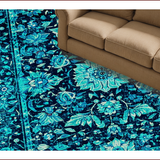 Ultra Soft Area Rug, Non Slip, Stain Resistant, Washable Area Rugs for Living Room, Bedroom, Boho Distressed Navy Teal Living Room Rug(Blue)