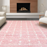 Ultra Soft Area Rug, Non Slip, Stain Resistant, Washable Area Rugs for Living Room, Bedroom, Preppy Pink Bow Pattern Scalloped Edge Rug(Pink)
