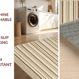 Ultra Soft Area Rug, Non Slip, Stain Resistant, Washable Area Rugs for Living Room, Bedroom, Rustic Striped High-Low Visual Appeal(Beige)