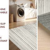 Ultra Soft Area Rug, Non Slip, Stain Resistant, Washable Area Rugs for Living Room, Bedroom, Sleek Linear Modern Texture(Black)