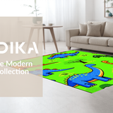 Ultra Soft Area Rug, Non Slip, Stain Resistant, Washable Area Rugs for Living Room, Bedroom, Interactive Child-Friendly Dinosaur Design(Green)