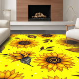 Ultra Soft Area Rug, Non Slip, Stain Resistant, Washable Area Rugs for Living Room, Bedroom, Sunny Rustic Whimsical Touch(Yellow)