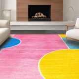 Ultra Soft Area Rug, Non Slip, Stain Resistant, Washable Area Rugs for Living Room, Bedroom, Cheerful Child-Friendly Pattern(Pink)