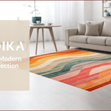 Ultra Soft Area Rug, Non Slip, Stain Resistant, Washable Area Rugs for Living Room, Bedroom, Rustic Earthy Symmetrical Patterns(Orange)