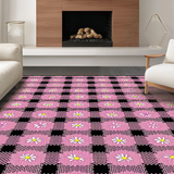Ultra Soft Area Rug, Non Slip, Stain Resistant, Washable Area Rugs for Living Room, Bedroom, Vibrant Playful Floral Composition(Pink)
