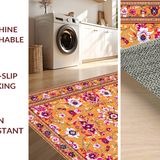 Ultra Soft Area Rug, Non Slip, Stain Resistant, Washable Area Rugs for Living Room, Bedroom, Rustic Earthy Floral Display(Orange)