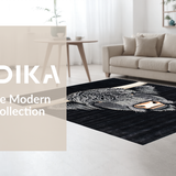 Ultra Soft Area Rug, Non Slip, Stain Resistant, Washable Area Rugs for Living Room, Bedroom, Artful Rustic Animal Illustration(Black)