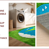 Ultra Soft Area Rug, Non Slip, Stain Resistant, Washable Area Rugs for Living Room, Bedroom, Educational Green World Map Rug for Kids Classroom(Green)