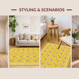 Ultra Soft Area Rug, Non Slip, Stain Resistant, Washable Area Rugs for Living Room, Bedroom, Stylish Black and Brown Pattern(Yellow)