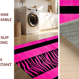 Ultra Soft Area Rug, Non Slip, Stain Resistant, Washable Area Rugs for Living Room, Bedroom, Eclectic Monochrome Animal Motif(Pink)