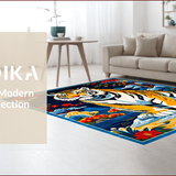 Ultra Soft Area Rug, Non Slip, Stain Resistant, Washable Area Rugs for Living Room, Bedroom, Ethnic Colorful Animal Print(Blue)
