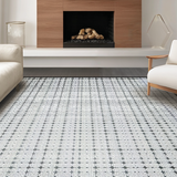 Ultra Soft Area Rug, Non Slip, Stain Resistant, Washable Area Rugs for Living Room, Bedroom, Sleek Silver Geometric Motif(Gray)