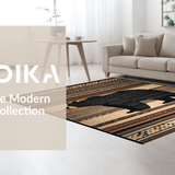 Ultra Soft Area Rug, Non Slip, Stain Resistant, Washable Area Rugs for Living Room, Bedroom, Rustic Nature-Inspired Bear Design(Black)