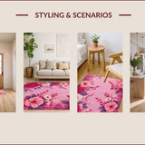 Ultra Soft Area Rug, Non Slip, Stain Resistant, Washable Area Rugs for Living Room, Bedroom, Charming Absorbent Floral Bath Carpet for Chic Decor(Pink)