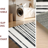 Ultra Soft Area Rug, Non Slip, Stain Resistant, Washable Area Rugs for Living Room, Bedroom, Striking Layered Stripe Area Rug for Entryways(Black)