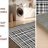 Ultra Soft Area Rug, Non Slip, Stain Resistant, Washable Area Rugs for Living Room, Bedroom, Minimalist Stripe Bedroom Rug(Black)