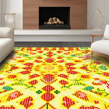 Ultra Soft Area Rug, Non Slip, Stain Resistant, Washable Area Rugs for Living Room, Bedroom, Radiant Sunshine Circular Motif(Yellow)