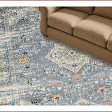 Ultra Soft Area Rug, Non Slip, Stain Resistant, Washable Area Rugs for Living Room, Bedroom, Sophisticated Low-Profile Geometric Design(Gray)