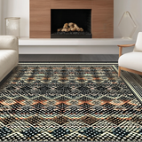 Ultra Soft Area Rug, Non Slip, Stain Resistant, Washable Area Rugs for Living Room, Bedroom, Rustic Trellis Motif with Soft Touch(Black)