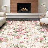 Ultra Soft Area Rug, Non Slip, Stain Resistant, Washable Area Rugs for Living Room, Bedroom, Chic Earthy Floral Accents(Ivory)
