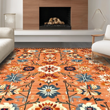 Ultra Soft Area Rug, Non Slip, Stain Resistant, Washable Area Rugs for Living Room, Bedroom, Earthy Southwestern Tile Design(Orange)