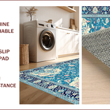 Ultra Soft Area Rug, Non Slip, Stain Resistant, Washable Area Rugs for Living Room, Bedroom, Coastal Elegance Floral Motif(Blue)