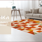 Ultra Soft Area Rug, Non Slip, Stain Resistant, Washable Area Rugs for Living Room, Bedroom, Retro Vibrant Abstract Composition(Orange)