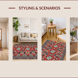Ultra Soft Area Rug, Non Slip, Stain Resistant, Washable Area Rugs for Living Room, Bedroom, Boho Floral Non-Slip Bedroom Rug(Red)