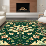 Ultra Soft Area Rug, Non Slip, Stain Resistant, Washable Area Rugs for Living Room, Bedroom, Timeless Deep Green Ornate Design(Green)