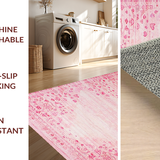Ultra Soft Area Rug, Non Slip, Stain Resistant, Washable Area Rugs for Living Room, Bedroom, Chic Pastel Abstract Heart Motif(Pink)
