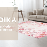 Ultra Soft Area Rug, Non Slip, Stain Resistant, Washable Area Rugs for Living Room, Bedroom, Bright Cheerful Floral Expression(Pink)