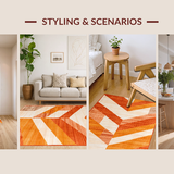 Ultra Soft Area Rug, Non Slip, Stain Resistant, Washable Area Rugs for Living Room, Bedroom, Rustic Textured Warmth Design(Orange)
