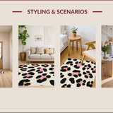 Ultra Soft Area Rug, Non Slip, Stain Resistant, Washable Area Rugs for Living Room, Bedroom, Rustic Leopard Print Living Room Rug(Beige)