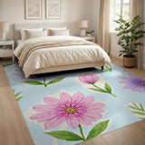 Purple Pink Watercolor Floral Pattern Area Rug