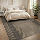 Beige Grid Geometric Woven Area Rug