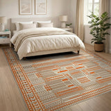 Geometric Orange Beige Area Rug