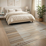 Beige Neutral Heritage Tribal Woven Area Rug